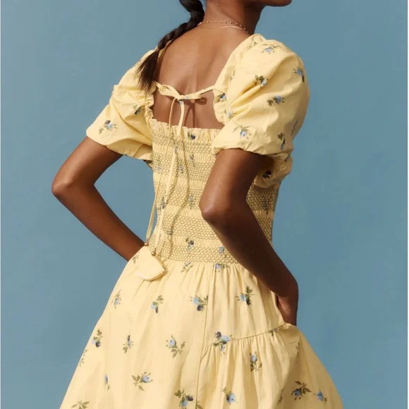 Yellow Floral Women's Dress - Anthropologie - Picture 2 of 3